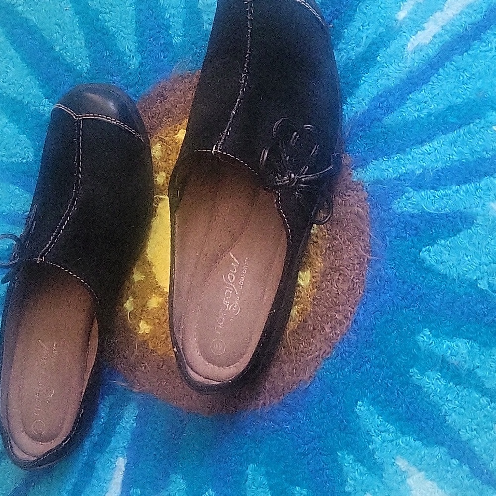 Black Suede Slip In Shoes